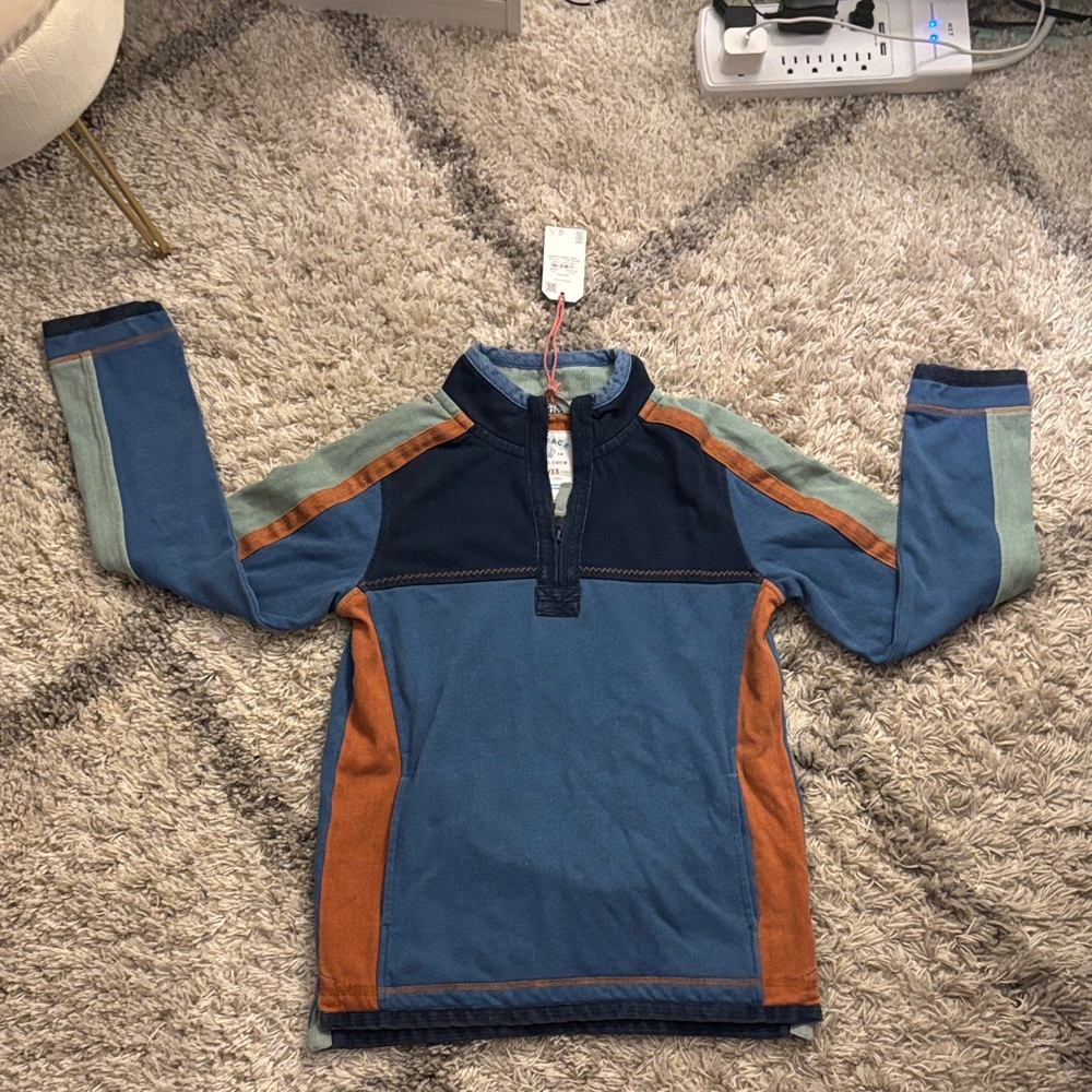 Fat Face Navy and Orange Crew Sweater